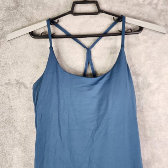 Women's Blue One Piece Swim Suit Dress Stretch Criss-Cross Back w/ shorts XL - Picture 4 of 10
